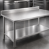 Thumbnail image #3 for Deluxe Series Stainless Steel Work Table with 4-1/2-Inch Backsplash and Adjustable Undershelf, 48 x 36 Inches