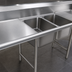 Thumbnail image #3 for Eagle Group 414 Series 2-Compartment Stainless Steel Sink with Left and Right Drainboards, 84-1/2 Inch Wide