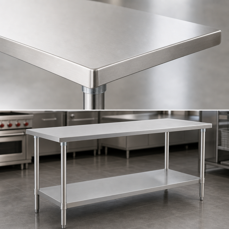 Product image #3 for Eagle Group Budget Series 60-Inch x 24-Inch 430 Stainless Steel Work Table with Adjustable Undershelf
