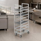 Thumbnail image #3 for Channel Manufacturing 438A Single-Section Aluminum Cafeteria Tray Rack, 70-Inch High, End Load, 30-Tray Capacity