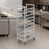 Thumbnail image #3 for Channel 438A Single-Section Aluminum Cafeteria Tray Rack, 70-Inch High, End Load, 30-Tray Capacity