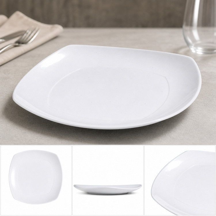 Product image #4 for Carlisle 11-1/2 Inch Square Melamine Dinner Plate with Rolled Edge, White