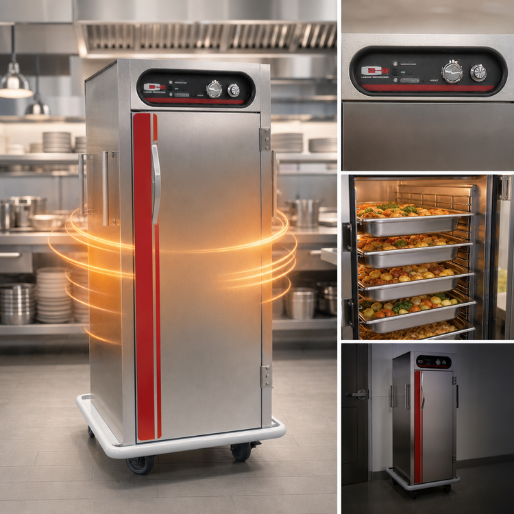 Product image #3 for EnduraHeat Full-Size Stainless Steel Heated Satellite Transport Cart with Universal Slides