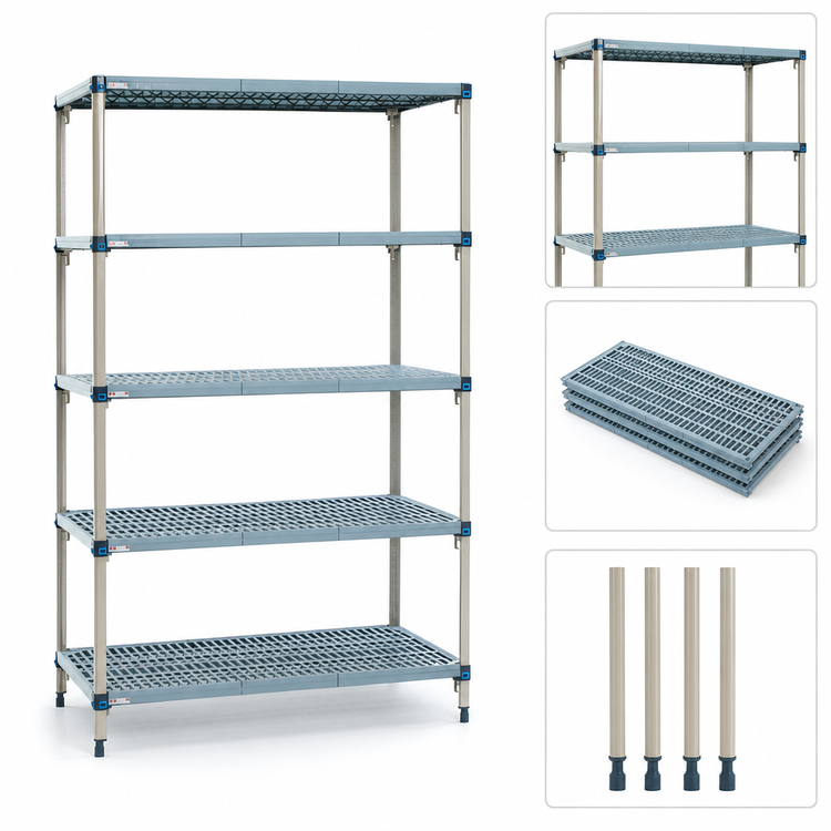 Product image #3 for MetroMax Q 5-Shelf Starter Polymer/Wire Shelving Unit, 60W x 21D x 74H Inches