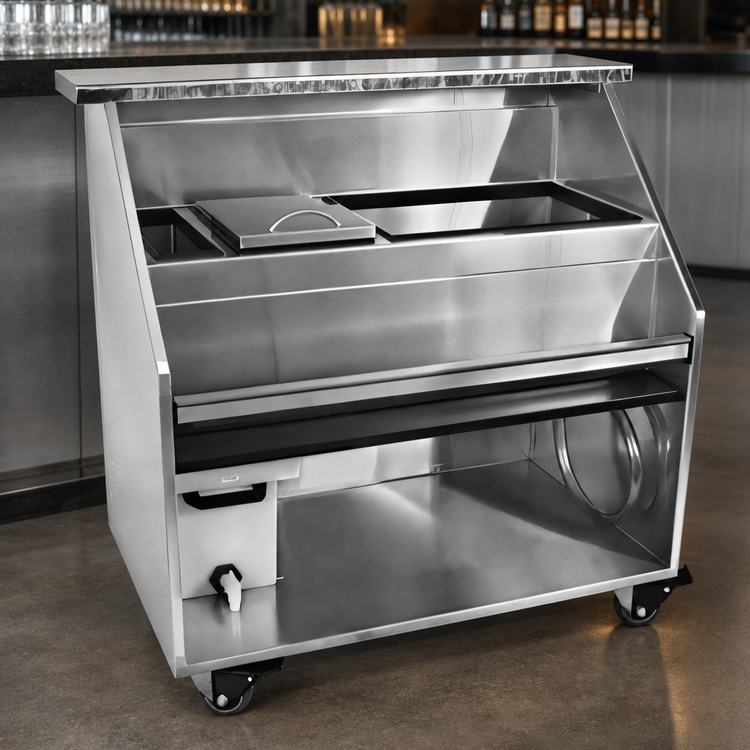 Product image #3 for Glastender 48-Inch Portable Bar for Stackable Cups with Stainless Steel Top, Ice Bin, and Cup Storage