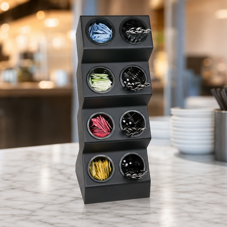 Product image #3 for Black Polystyrene Countertop Flatware Organizer with 8 Compartments and Inserts