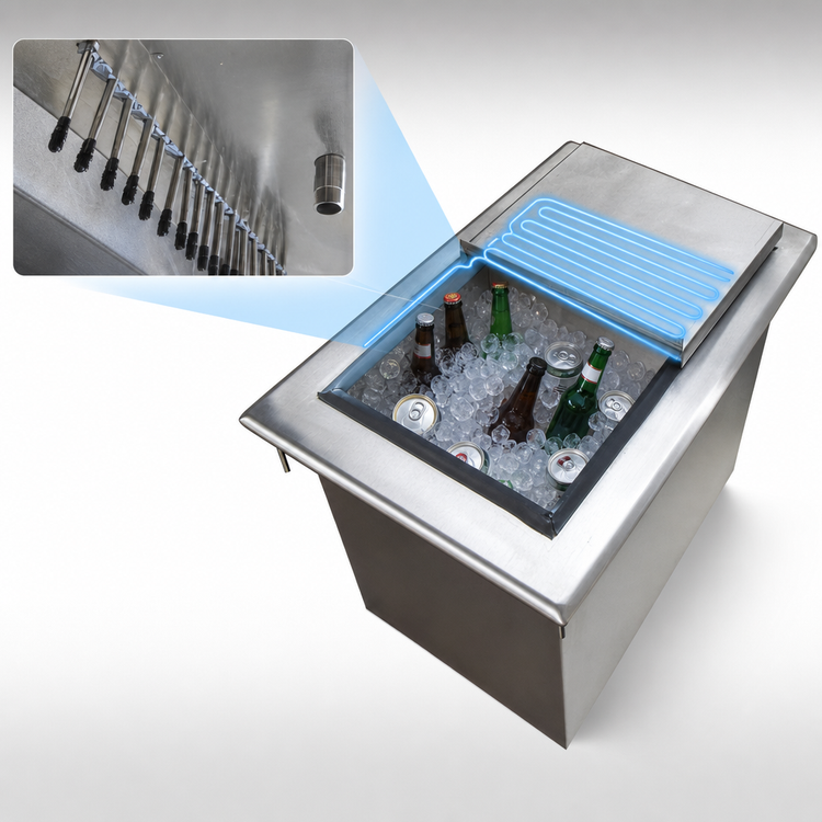 Product image #3 for BK Resources 28 Inch x 20 Inch Drop-In Ice Bin with 8-Circuit Cold Plate