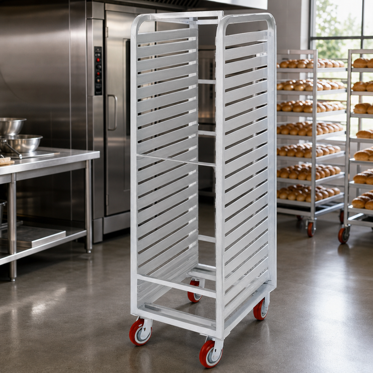 Product image #3 for Lifetime Tough Extra Heavy-Duty Aluminum Channel Slide End-Load Bun Pan Rack with Casters