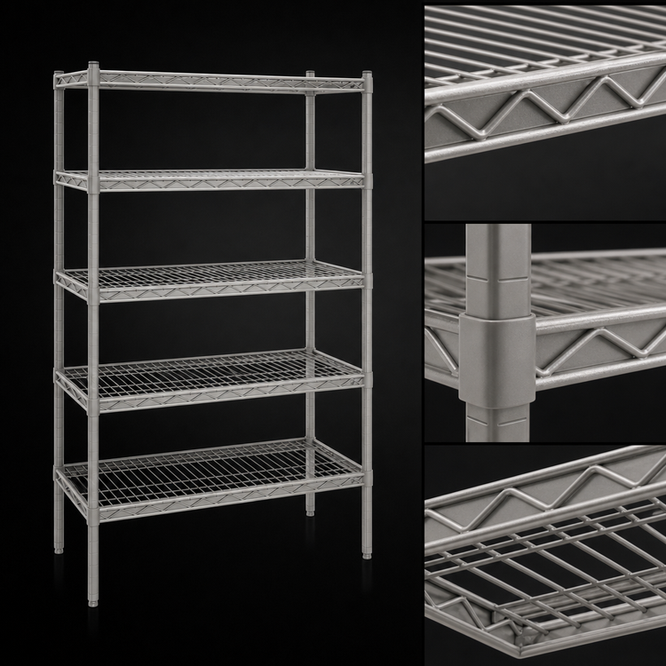 Product image #3 for Eagle Group Valu-Master 5-Tier Wire Starter Shelving Unit, 60"W x 18"D x 86"H, Pewter Gray Epoxy Finish