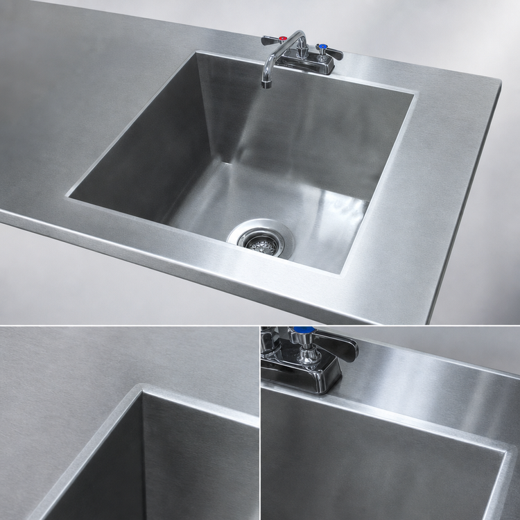 Product image #3 for Advance Tabco Single-Bowl Welded Sink Into Table Top with 30" x 20" x 14" Bowl and Faucet