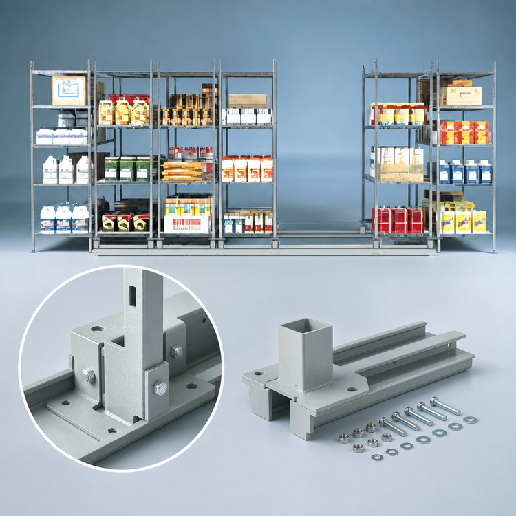 Product image #3 for Metro qwikTRAK Double-Deep Track Shelving Stationary End Unit Kit, Epoxy Coated