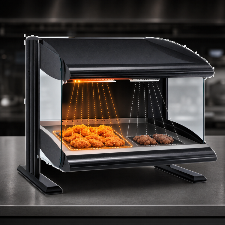 Product image #3 for Hatco Spot On 24-Inch Countertop Slant Heated Zone Merchandiser Warmer, Single Shelf, 2-Zone