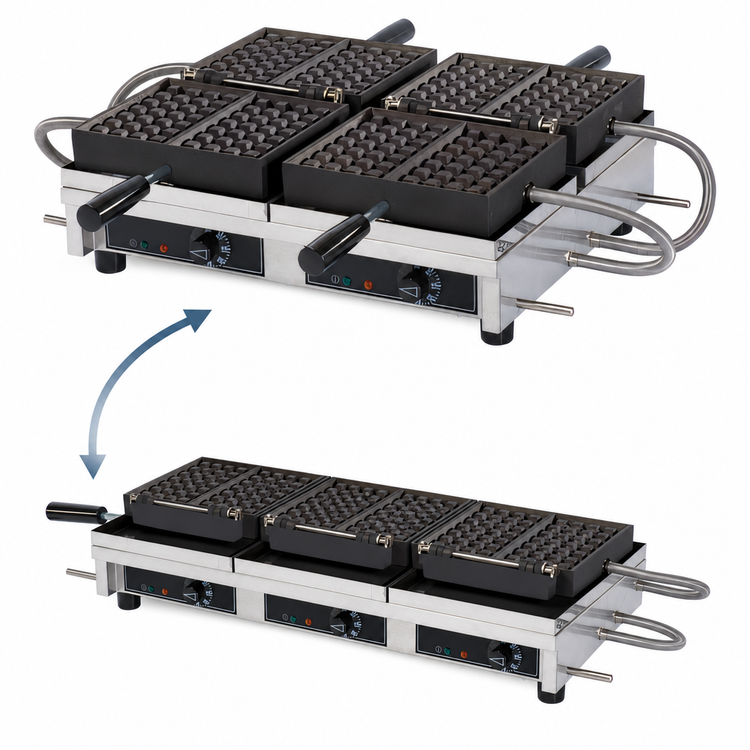 Product image #3 for Krampouz Double 4x7 Liège Commercial Waffle Maker with 180° Opening
