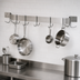 Thumbnail image #3 for Advance Tabco Special Value Series Wall-Mounted Single Bar Stainless Steel Pot Rack, 72 Inch Bar with 9 Double Hooks