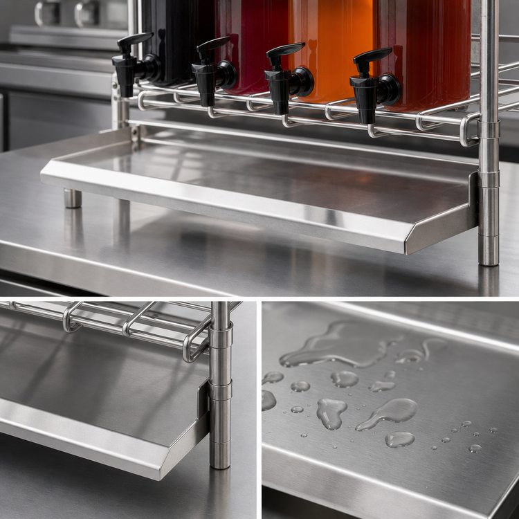 Product image #3 for 30 x 24 Inch Stainless Steel Drip Pan for Syrup Tank Rack with Brackets