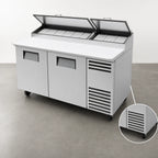 Thumbnail image #3 for True Mfg. - General Foodservice TPP-AT-67-HC 67-Inch 2-Section Pizza Prep Table with 19-1/2-Inch White Poly Cutting Board, 2 Doors