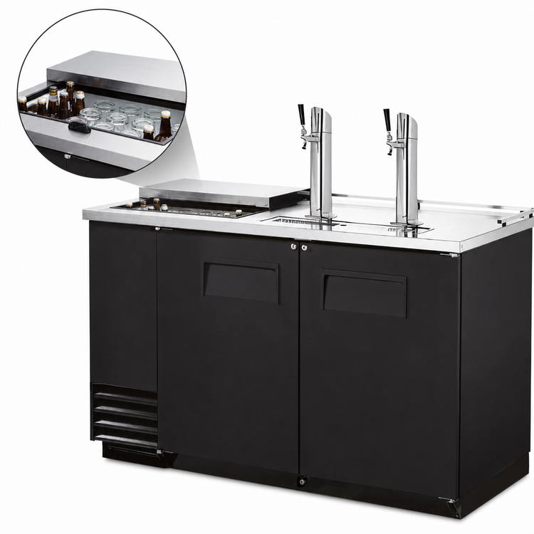 Product image #3 for True Club Top Direct Draw Beer Dispenser, 2 Half-Barrel Capacity, 2 Columns, Black Powder-Coated Exterior
