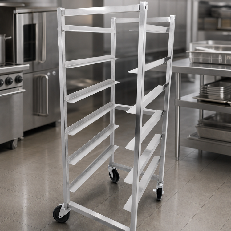 Product image #3 for Omcan USA Full-Size Mobile Stainless Steel Universal Pan Rack, 6-Slide, 18 x 26 Inch Capacity