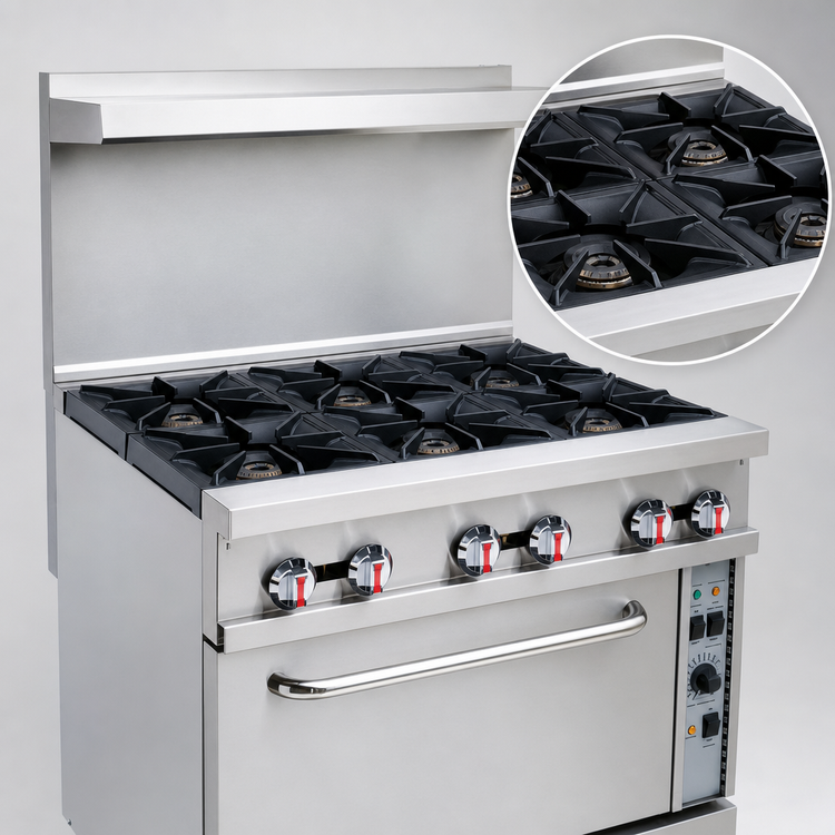 Product image #3 for Serv-Ware 36-Inch Natural Gas Range with Six Open Burners and Convection Oven