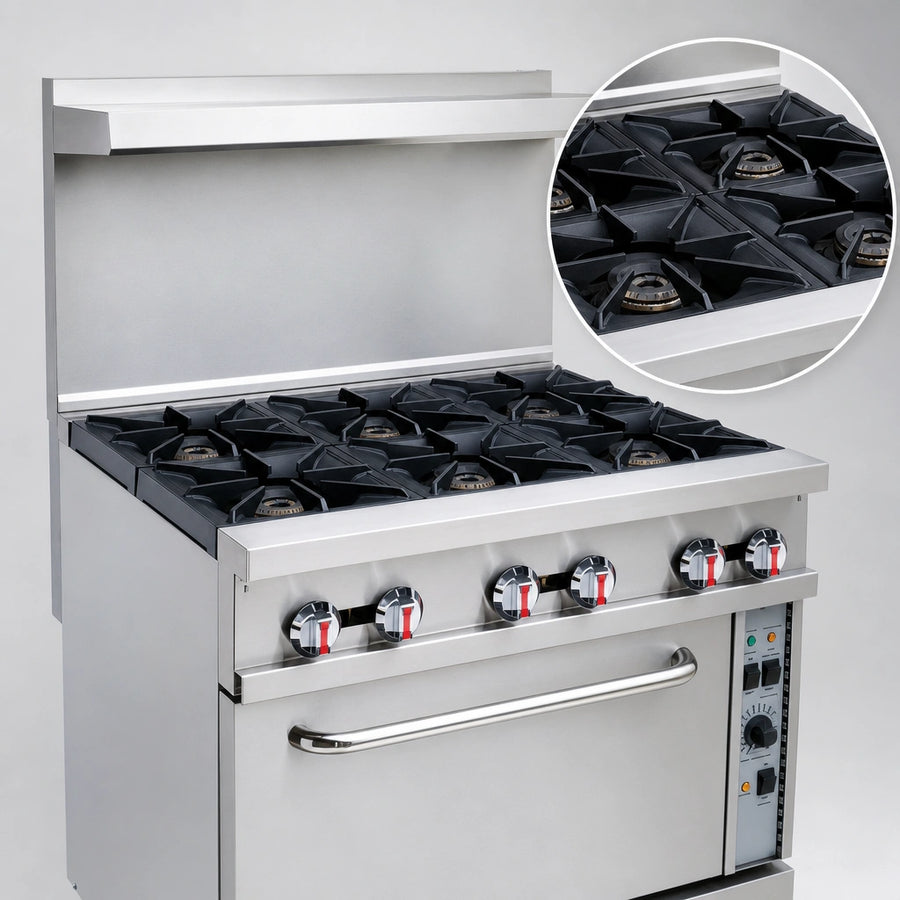 Six Open Top Burners