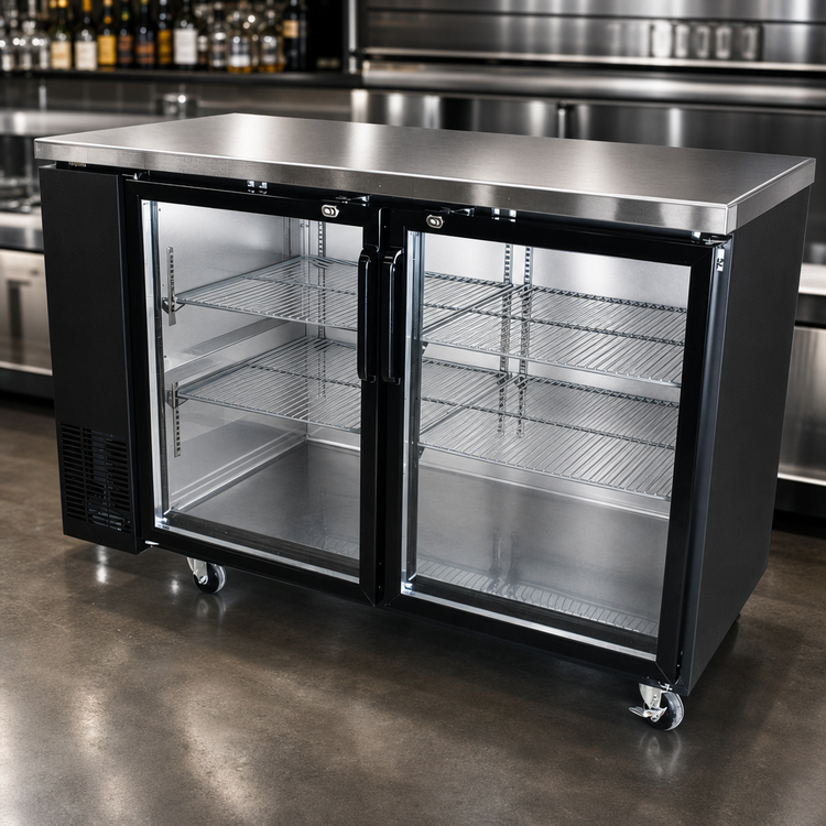 Product image #3 for BK Resources 48-Inch Two-Door Glass Back Bar Refrigerator