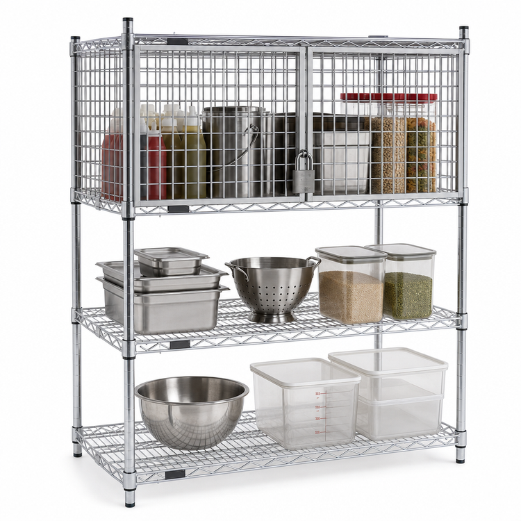 Product image #3 for 48-Inch Chrome Security Enclosure Kit with Hinged Doors for Wire Shelving