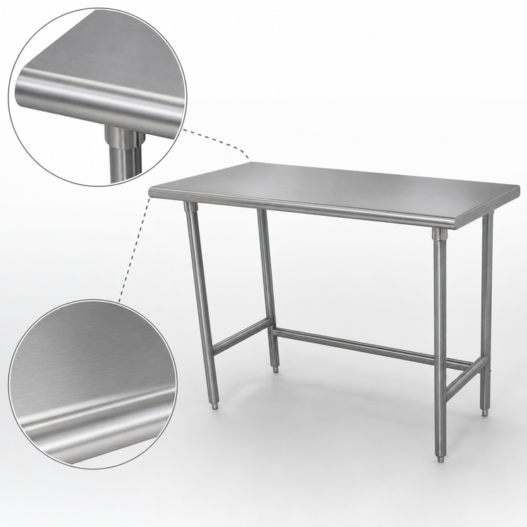 Product image #3 for Advance Tabco 30" x 24" 14-Gauge 304 Stainless Steel Flat Top Work Table with Galvanized Open Base