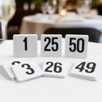 Thumbnail image #3 for American Metalcraft 450 Table Number Cards, 1-50, Double-Sided White Plastic, 4-Inch Square Case of 50