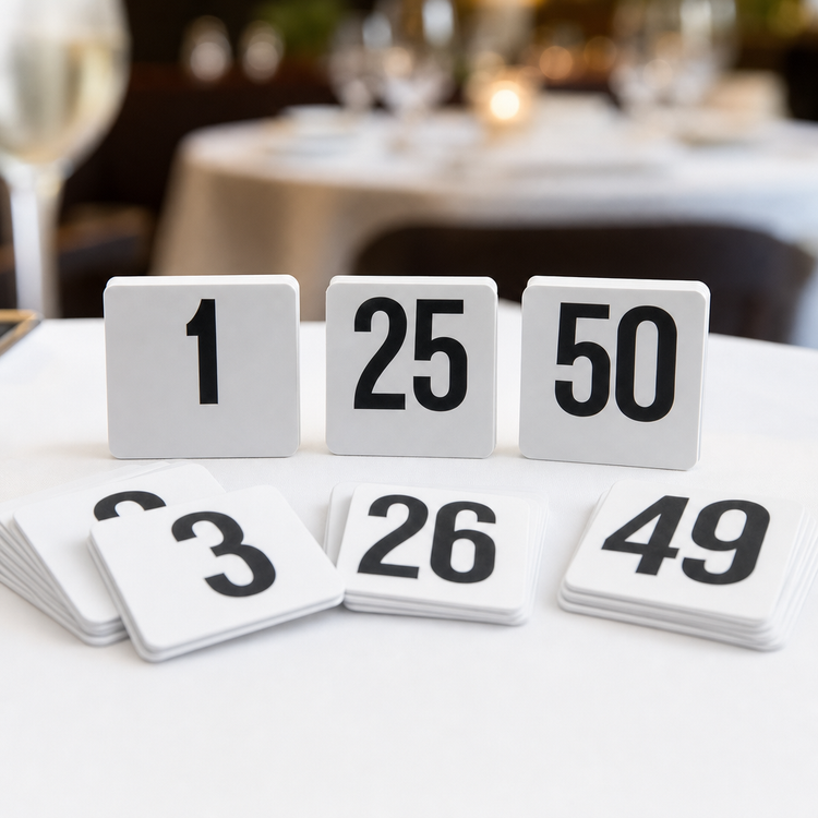 Product image #3 for American Metalcraft Heavy Plastic Double-Sided Table Number Cards, 1-50, 4-Inch Square