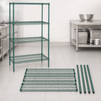Thumbnail image #3 for Quantum WR74-1236P 36"W x 12"D x 74"H Wire Shelving Starter Kit, 4-Shelf Stationary Unit, Green Epoxy Finish