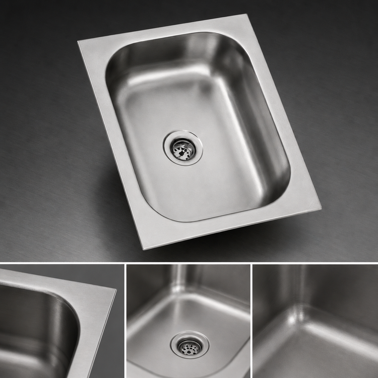 Product image #3 for Eagle Group Seamless Weld-In One-Compartment Stainless Steel Sink, 14 x 16 x 6 Inch Bowl