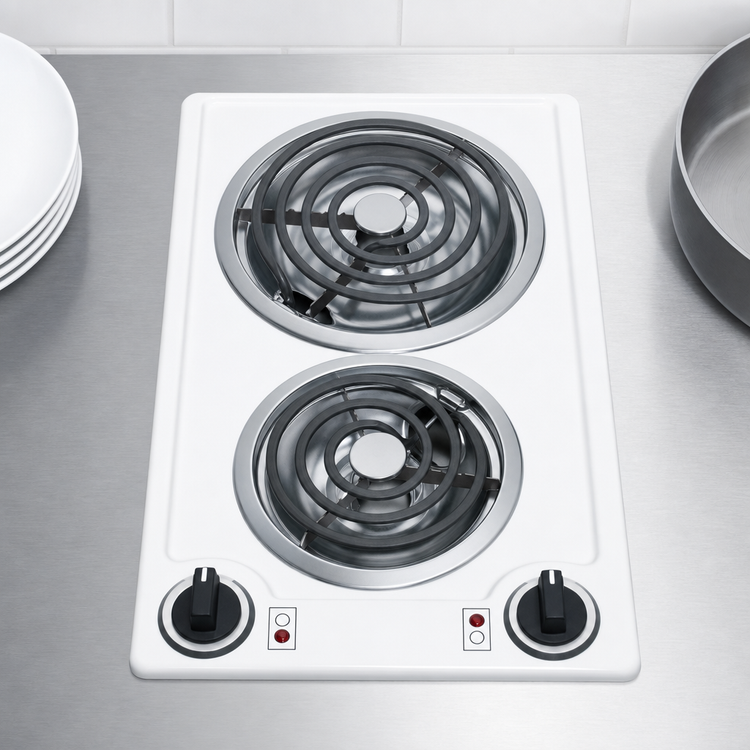 Product image #4 for Summit Commercial 12-Inch White Porcelain 2-Burner Electric Radiant Cooktop