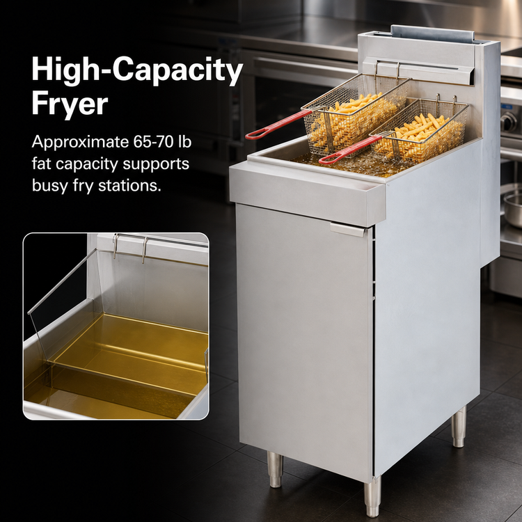 Product image #3 for Vulcan LG500 21-Inch Freestanding Gas Fryer with Twin Baskets, 65-70 lb Capacity