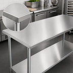 Thumbnail image #3 for Advance Tabco AG-2412 144-Inch x 24-Inch 16-Gauge 430 Stainless Steel Flat Top Work Table with Adjustable Galvanized Undershelf