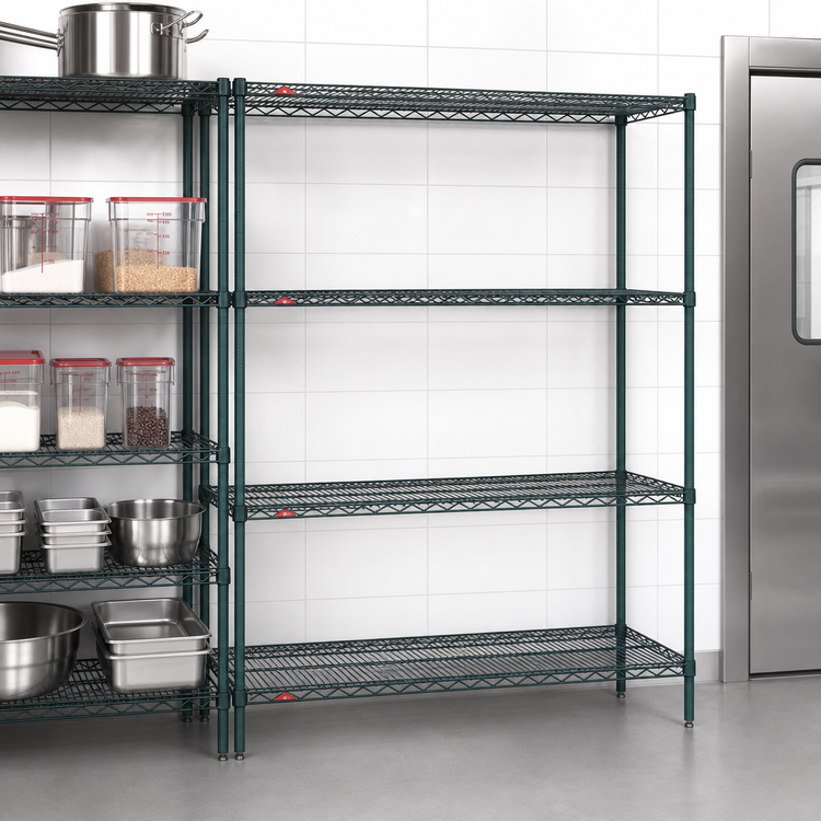 Product image #3 for Metro Super Erecta Add-On Wire Shelving Unit, 60"W x 21"D x 63"H, 4 Shelves, Metroseal 3 Epoxy-Coated Finish with Microban