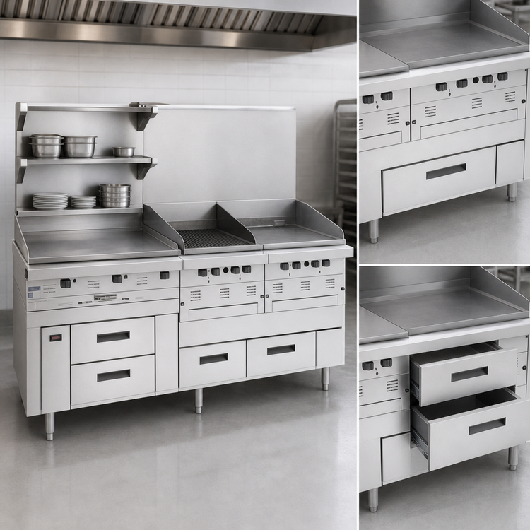 Product image #3 for Garland Arctic Fire 53-Inch Self-Contained Side-Mounted Freezer Base with 2 Self-Closing Drawers, 115V