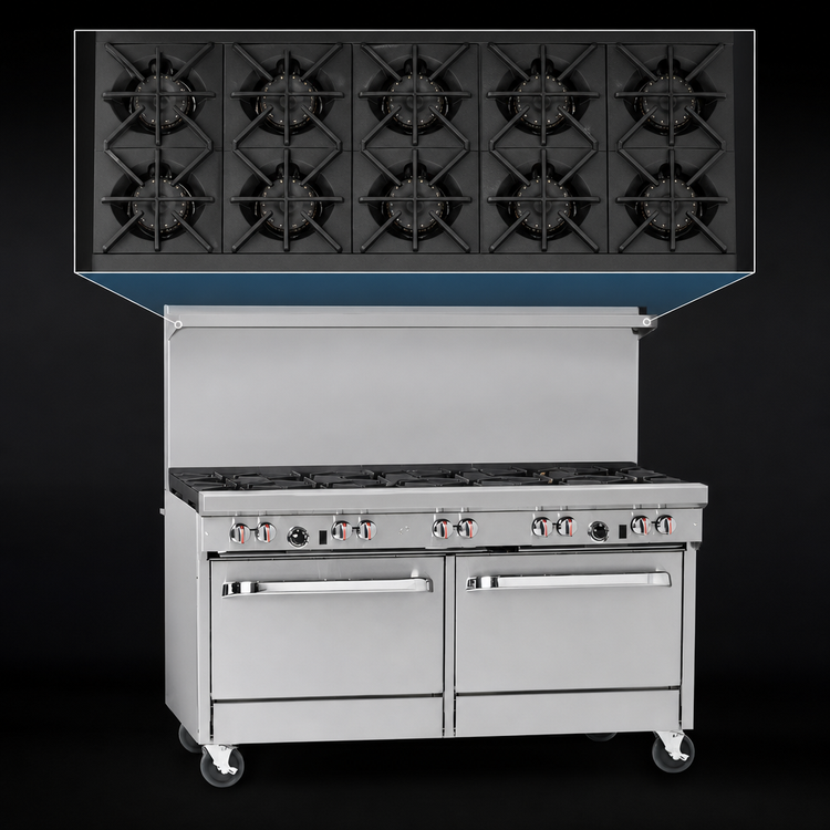 Product image #3 for Southbend S-Series 60-Inch Gas Restaurant Range with 10 Open Burners and 2 Cabinet Bases