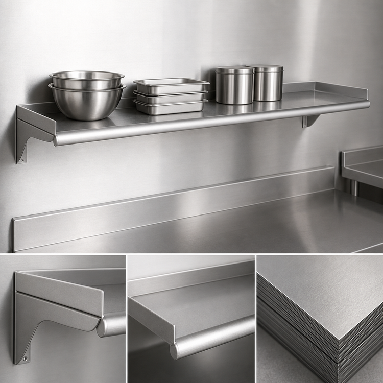 Product image #3 for Eagle Group Wall-Mounted Stainless Steel Shelf, 120 Inch W x 10 Inch D, 16 Gauge Type 430