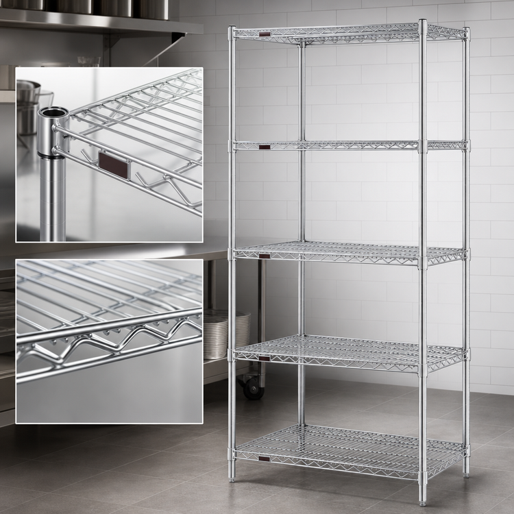 Product image #3 for Eagle Group 5-Tier Wire Shelving Starter Unit, 36W x 18D x 86H, Chrome-Plated