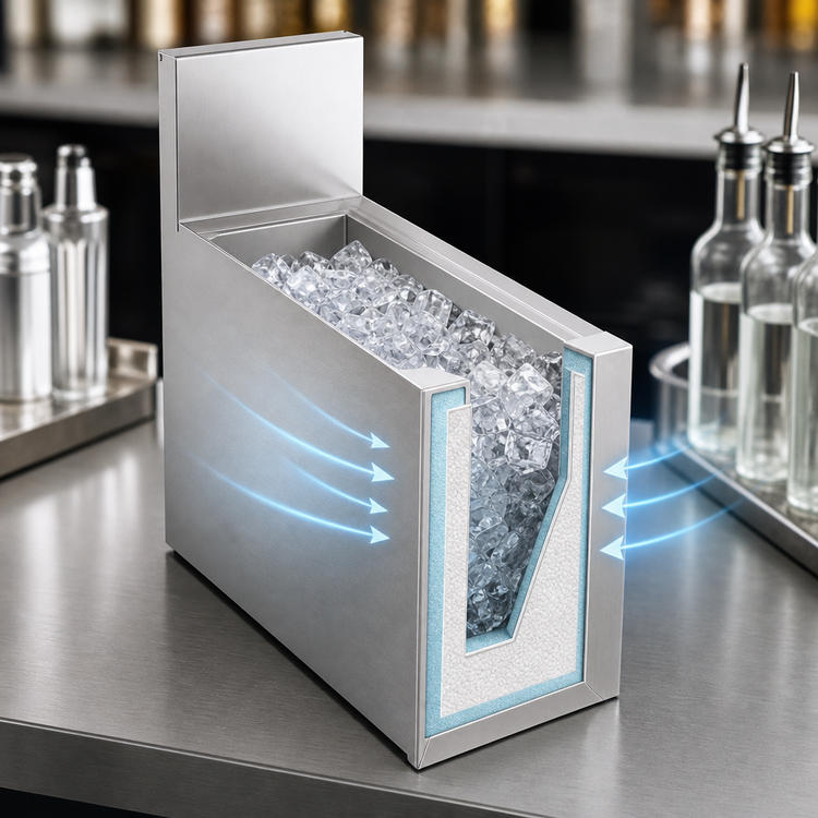 Product image #3 for Krowne Royal Series Underbar Insulated Bottle Storage/Ice Bin, 8 Inch Wide x 19 Inch Deep, 27 lb Capacity