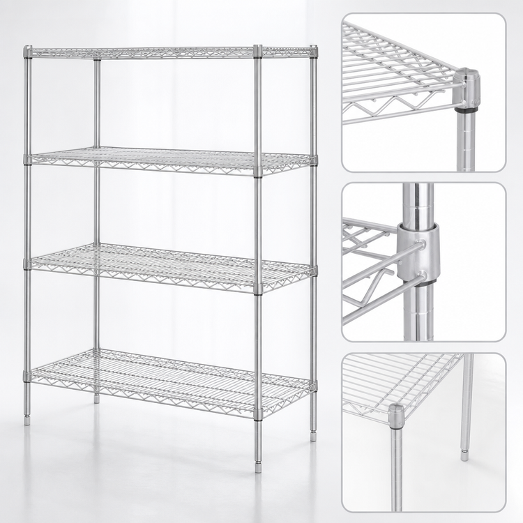 Product image #3 for Metro Super Erecta Convenience Pak 36 Inch W x 18 Inch D x 74 Inch H 4-Shelf Stationary Wire Shelving Unit with Brite Finish