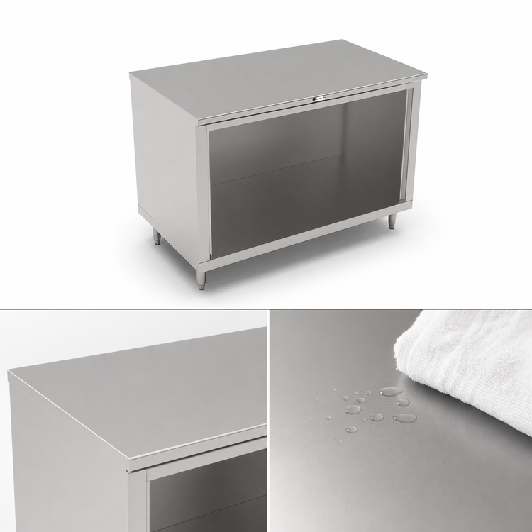 Product image #3 for John Boos 48"W x 30"D Stainless Steel Open Front Cabinet Base Work Table with Flat Top