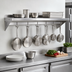 Thumbnail image #3 for John Boos Stallion 132-Inch x 12-Inch Wall-Mount Stainless Steel Pot Rack Shelf with 11 Hooks
