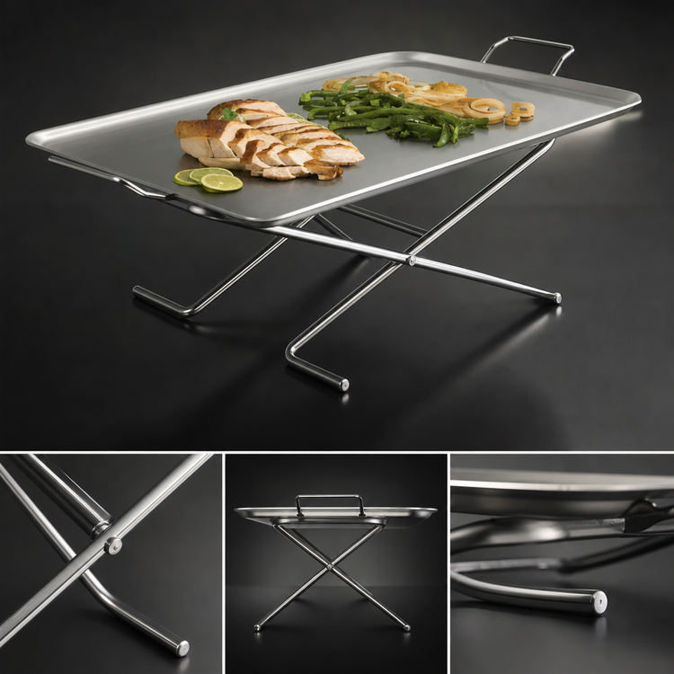 Product image #3 for American Metalcraft Rectangular X-Leg Stainless Steel Griddle Stand