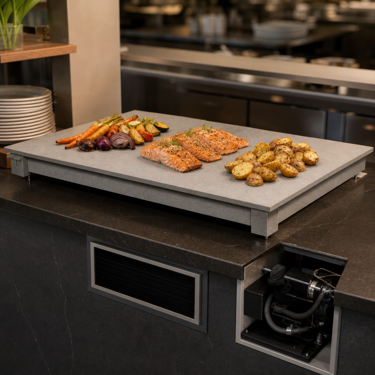 Product image #3 for Hatco Simulated Stone Built-In Flush Top Hot/Cold Shelf, 48-Inch x 24-Inch, Remote Refrigeration