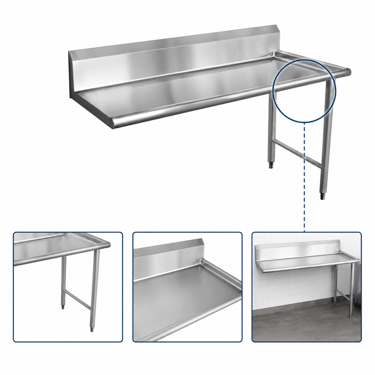 Product image #3 for Omcan 36-Inch Right-Side Straight Clean Dish Table, 304 Stainless Steel