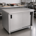 Thumbnail image #3 for Advance Tabco Special Value Series 72 Inch x 24 Inch Enclosed Stainless Steel Work Table with Cabinet Base and Sliding Doors