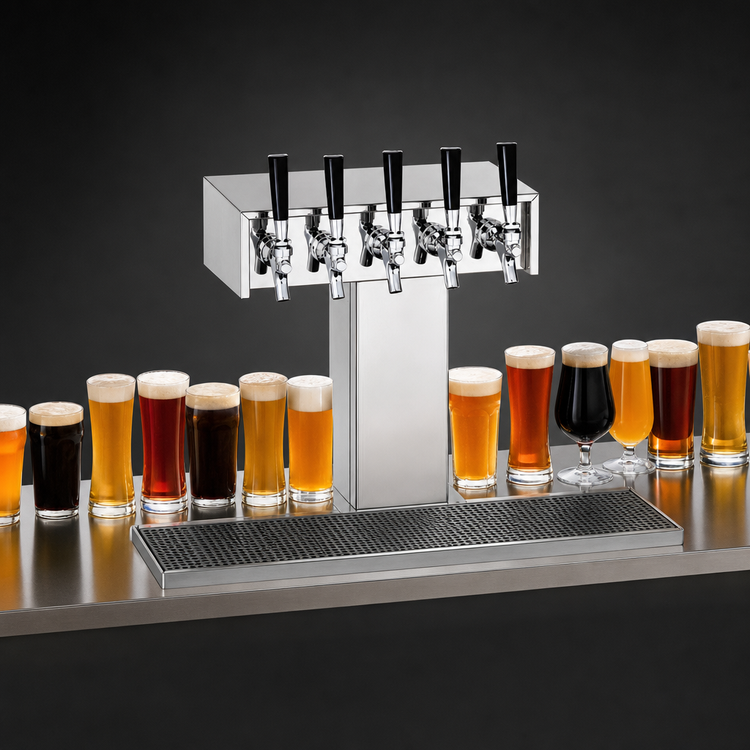 Product image #3 for Perlick 16-Faucet Countertop Glycol-Cooled Stainless Steel Bridge Tee Draft Beer Tower