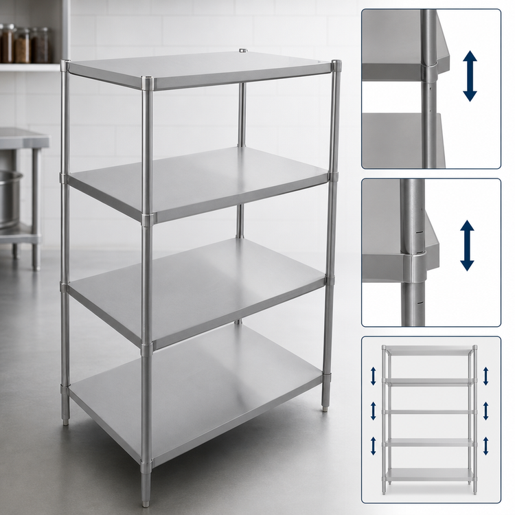Product image #3 for John Boos Stainless Steel Dry Storage Shelving Unit with 4 Adjustable Shelves
