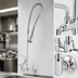 Thumbnail image #3 for T&S Brass EasyInstall 8-Inch Wall-Mount Pre-Rinse Unit with Add-On Faucet, 10-Inch Swing Nozzle, and 44-Inch Hose